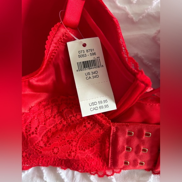 Aerie Real Power Paisley Lace Strappy Red Balconette Bra 34D NWT - Picture 7 of 7